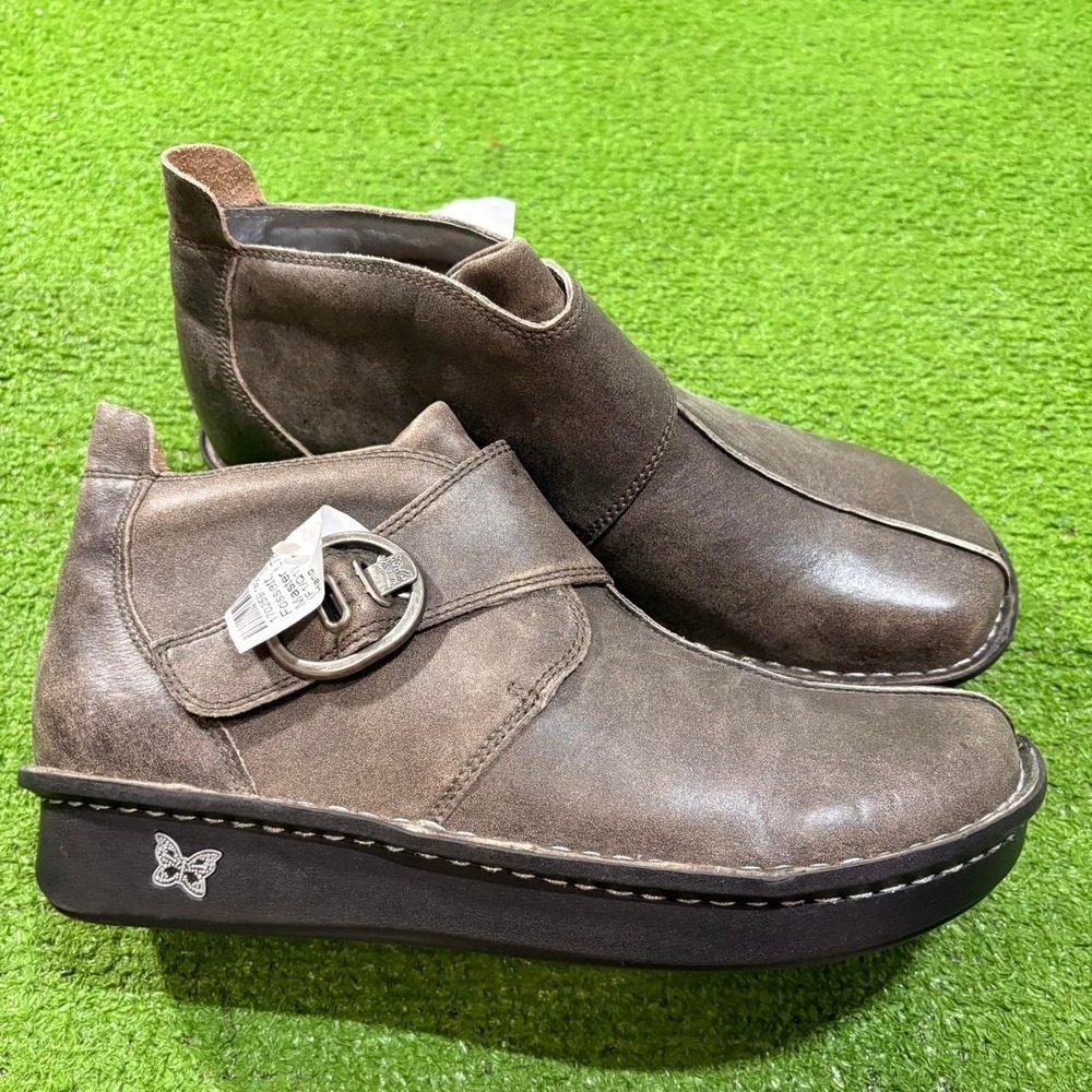 Alegría Caiti Women's 42 Brown Leather Boots Comfort Shoes Buckle NWOT